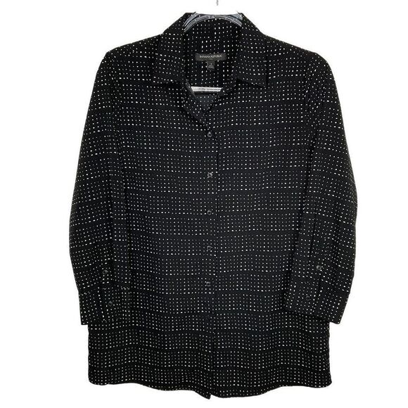 Banana Republic Factory Black White Split Back Button Up Shirt Small - Picture 1 of 7